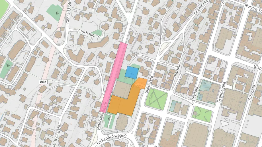 Kart over anleggsomr&aring;de for arbeid p&aring; Gyllenborgbrua