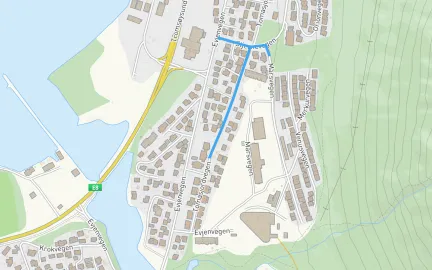 Kart som viser trase for gravearbeid i Tomasjordvegen