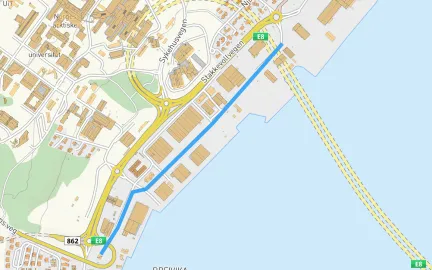 Kart som viser gravetrase i Terminalgata.