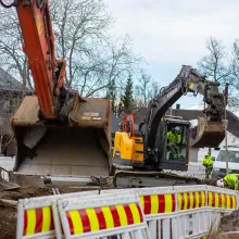 Gravemaskiner i boligfelt