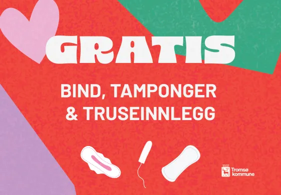 Illustrasjon som viser gratis bind og tamponger