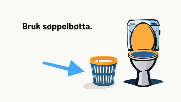 Illustrasjon av søppelbøtte på badet. Illustrasjon av søppelbøtte på badet.